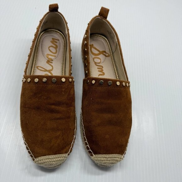 Sam Edelman Koda Brown Suede Espadrille Flats Studded Slip On Shoes 6 - Picture 2 of 9